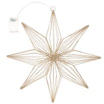 Artículo Estrella decorativa LED de alambre para colgar, para uso interior, funciona con pilas, 51 cm.