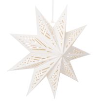 Artículo Decoración navideña LED en forma de estrella para colgar, luz blanca cálida, para interiores, 38 cm.