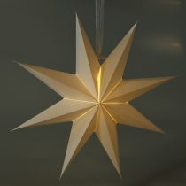 Artículo Estrella colgante LED con temporizador, luz blanca cálida, para exteriores, 38 cm.
