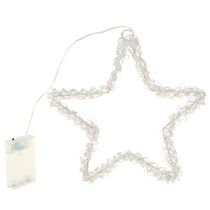 Artículo Estrella LED para colgar metal plateado 70 LED blanco cálido Ø25cm