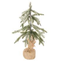 Artículo Planta artificial con nieve, árbol de Navidad LED en saco de yute, funciona con pilas, para uso en interiores, 50 cm