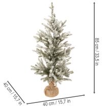 Artículo Árbol de Navidad artificial con nieve en bolsa de yute, 40 LED, para uso interior, 85 cm.