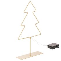 Artículo Silueta de árbol de Navidad con 60 LED blancos cálidos para decoración de mesas de interior, 37 cm.