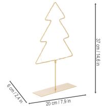 Artículo Silueta de árbol de Navidad con 60 LED blancos cálidos para decoración de mesas de interior, 37 cm.