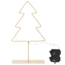 Artículo Silueta de árbol de Navidad con 60 LED blancos cálidos para decoración de mesas de interior, 37 cm.
