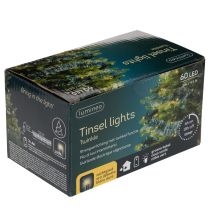 Artículo Guirnalda navideña de oropel con 60 LED y temporizador, para exteriores, 3 m