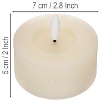 Artículo Vela LED de té, luz blanca cálida, efecto parpadeante y temporizador, cera auténtica, funciona con pilas, 7 cm, 2 unidades