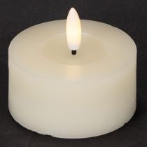 Artículo Vela LED de té, luz blanca cálida, efecto parpadeante y temporizador, cera auténtica, funciona con pilas, 7 cm, 2 unidades