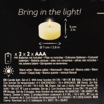 Artículo Vela LED de té, luz blanca cálida, efecto parpadeante y temporizador, cera auténtica, funciona con pilas, 7 cm, 2 unidades
