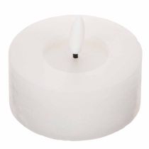 Artículo Vela LED XL Tealight blanca de cera auténtica con temporizador, luz blanca cálida, 6 cm, 2 unidades.