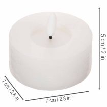 Artículo Vela LED XL Tealight blanca de cera auténtica con temporizador, luz blanca cálida, 6 cm, 2 unidades.