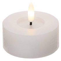 Artículo Vela LED XL Tealight blanca de cera auténtica con temporizador, luz blanca cálida, 6 cm, 2 unidades.