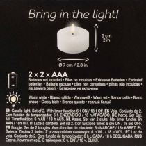 Artículo Vela LED XL Tealight blanca de cera auténtica con temporizador, luz blanca cálida, 6 cm, 2 unidades.