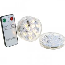Luces LED subacuáticas con mando a distancia blanco cálido 2 uds.