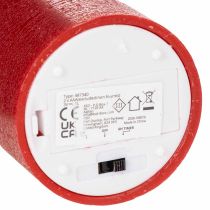 Artículo Vela LED cilíndrica de cera auténtica, color rojo, con temporizador y luz blanca cálida, 12 cm.