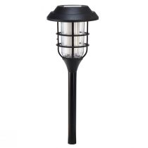 Linterna LED Antorcha solar para jardín Negro Blanco cálido Al. 42 cm