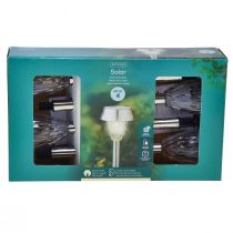 Artículo Luces LED de jardín solares con temporizador blanco cálido Al. 35 cm 4 piezas
