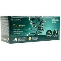 Artículo Cadena de luces LED, 144 piezas, color negro, blanco cálido, para uso exterior, 1,2 m