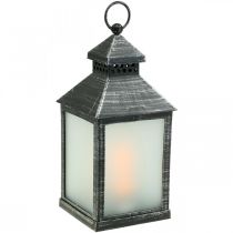 Linterna LED con temporizador Deco Lantern Vintage Silver H23cm