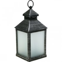 Linterna LED con temporizador Deco Lantern Vintage Silver H23cm