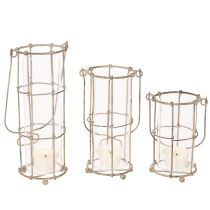 Artículo Farol de jardín, luz de viento de metal Ø8,5 cm H23/18,5/14,5 cm, juego de 3 piezas