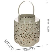 Artículo Linterna con estampado de estrellas, metal, verde, 31 cm