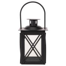 Artículo Farol negro con asa para vela pequeña, 16 cm, 2 unidades.