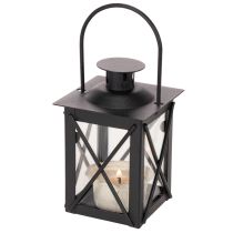 Artículo Farol negro con asa para vela pequeña, 16 cm, 2 unidades.