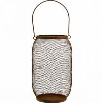 Artículo Linterna decorativa con asa metal aspecto óxido Ø17cm H28.5cm