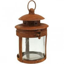 Artículo Farolillo de metal con pátina, decoración de verano, farolillo de metal óxido H18cm Ø10cm