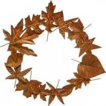 Corona de hojas, óxido noble, decoración de metal, corona, decoración de otoño, floristería conmemorativa Ø29cm