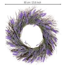Artículo Corona de lavanda para primavera, decoración de puertas, elemento decorativo para la entrada, 60 cm.