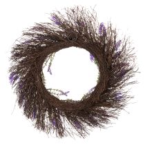 Artículo Corona artificial de lavanda para primavera, decoración de puerta, corona decorativa para la entrada, 60 cm