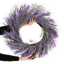 Artículo Corona de lavanda para primavera, decoración de puertas, elemento decorativo para la entrada, 60 cm.