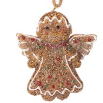 Artículo Adornos colgantes decorativos, figuras artificiales de pan de jengibre, 7 cm, 3 piezas