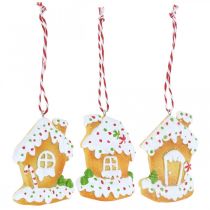 Artículo Casa crujiente decoraciones para árboles de Navidad casa de pan de jengibre Al.9cm 3 piezas