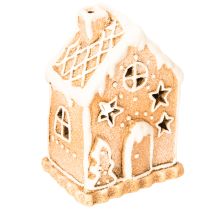 Artículo Portavelas con forma de casa de jengibre, ideal para colocar de pie o decorar, 13 cm.