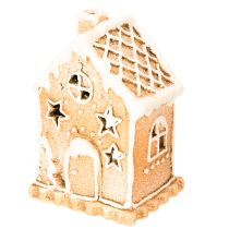 Artículo Portavelas con forma de casa de jengibre, ideal para colocar de pie o decorar, 13 cm.