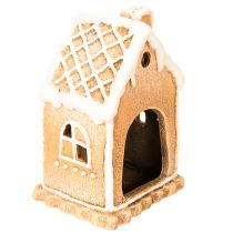 Artículo Portavelas con forma de casa de jengibre, ideal para colocar de pie o decorar, 13 cm.