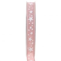 Cinta de yute con motivo estrella rosa 15mm 15m