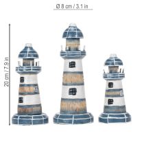 Artículo Faros de madera Decoración estilo marítimo para salón y terraza 20 cm, juego de 3