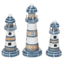 Artículo Decoración con forma de faro, estilo marítimo, para salón y terraza, 20 cm, juego de 3.