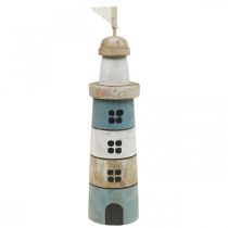 Artículo Faro de madera Marine Wood Deco azul blanco H30.5cm