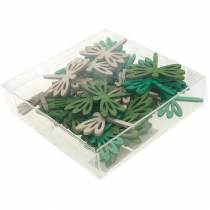 Artículo Libélulas para esparcir, decoración de verano de madera, decoración de mesa verde 48 piezas