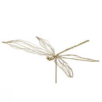 Artículo Tapón floral decorativo de metal libélula verano dorado An. 28 cm 2 unidades