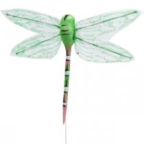 Artículo Decoración de verano, libélulas en un alambre, insectos decorativos amarillo, verde, azul L10,5cm 6 piezas