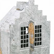 Artículo Portavelas metálico, casita para velas pequeñas, 25,5 cm de alto.