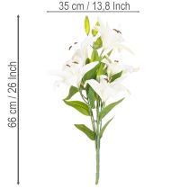 Artículo Lirios artificiales, 6 flores blancas, rama florida de aspecto realista, 66 cm.