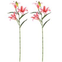 Artículo Lirio artificial para una elegante decoración de salón y aspecto realista, 67 cm, 2 piezas