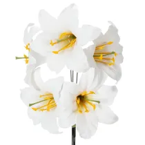 Artículo Lirio artificial, blanco, con alambre, tamaño mediano, 35 cm, 5 unidades.